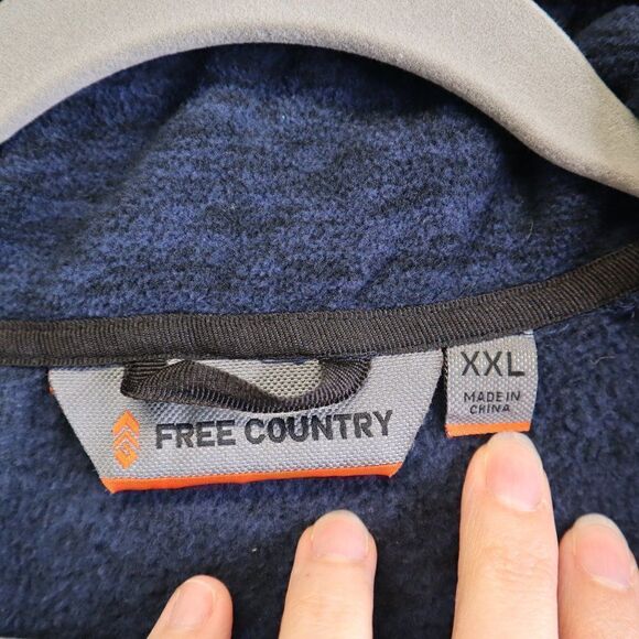 Free Country Fleece Jacket Mens XXL Blue Full Zip Mock Neck Outdoor Zip Pockets - Picture 12 of 16
